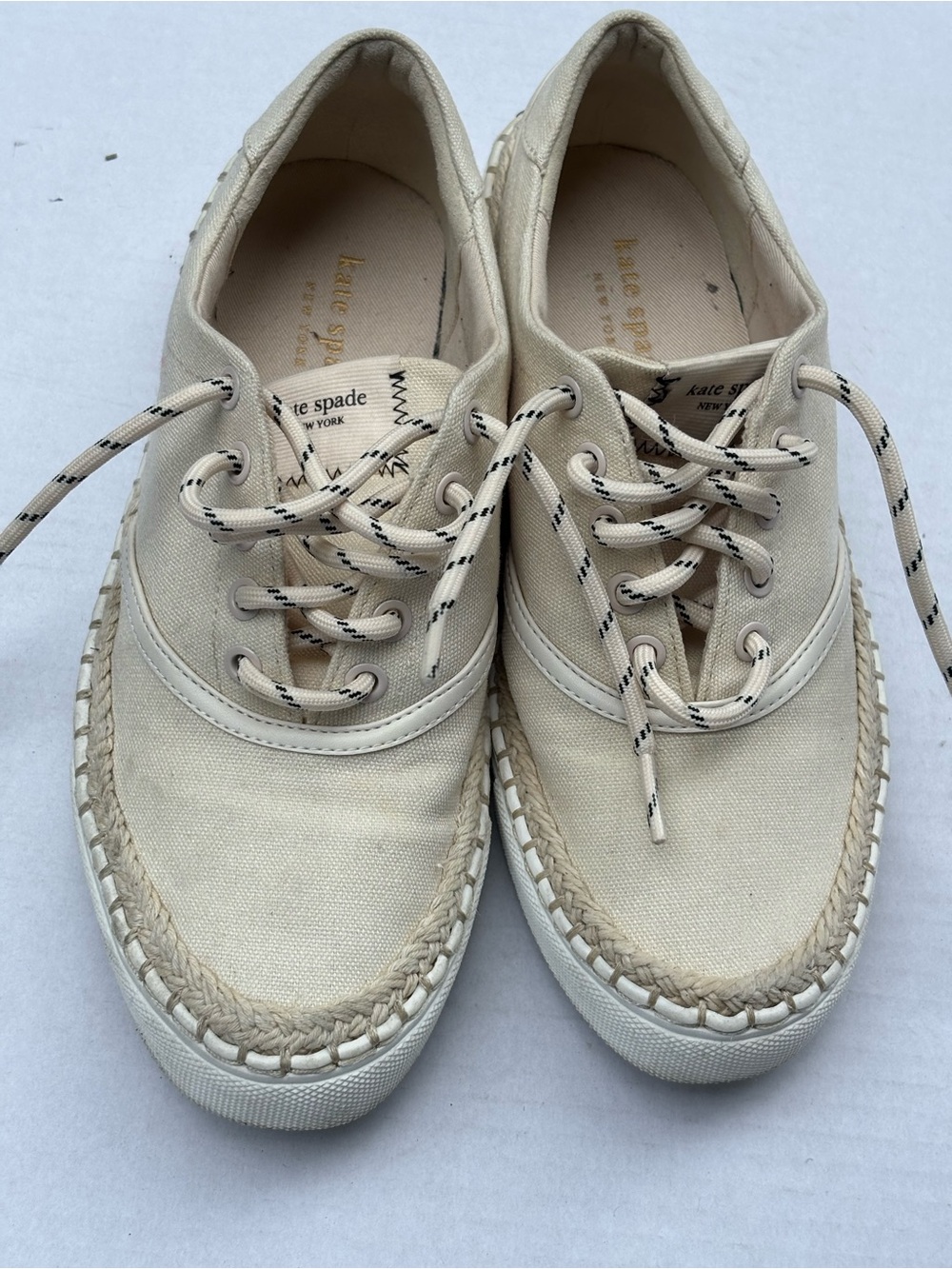 Kate Spade Cream Espadrille Sneakers Canvas Parchment Size 6 Sneakers Boat Luxe